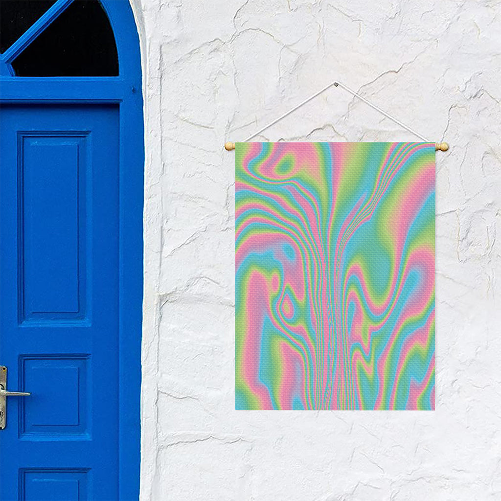 Rainbow Holographic Print Garden Flag