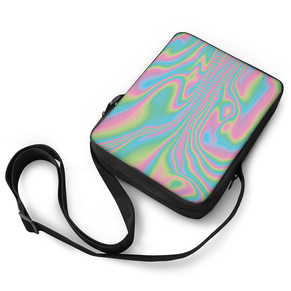 Rainbow Holographic Print Rectangular Crossbody Bag