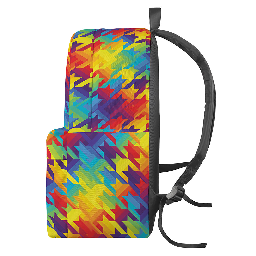 Rainbow Houndstooth Pattern Print Backpack