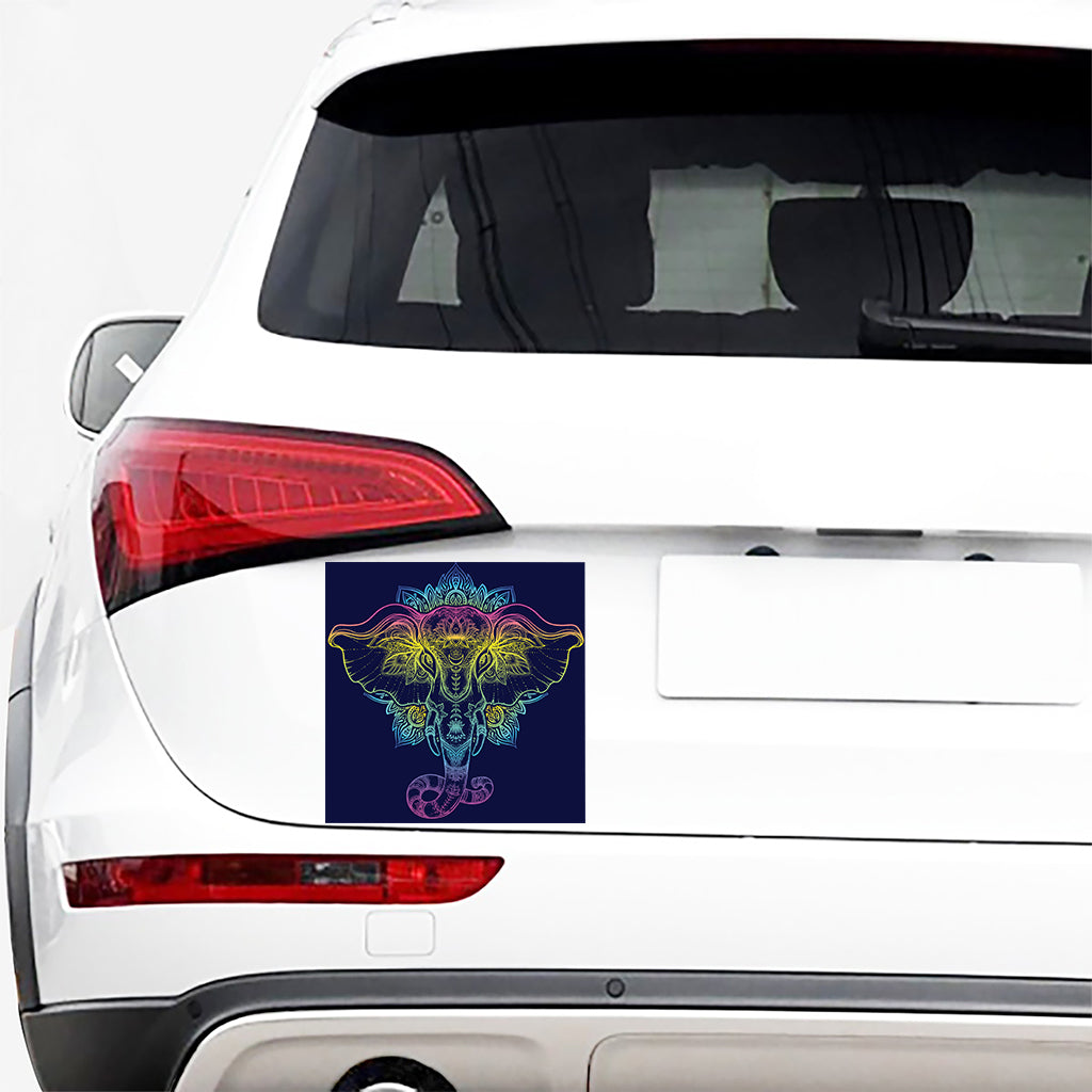 Rainbow Indian Elephant Print Car Sticker