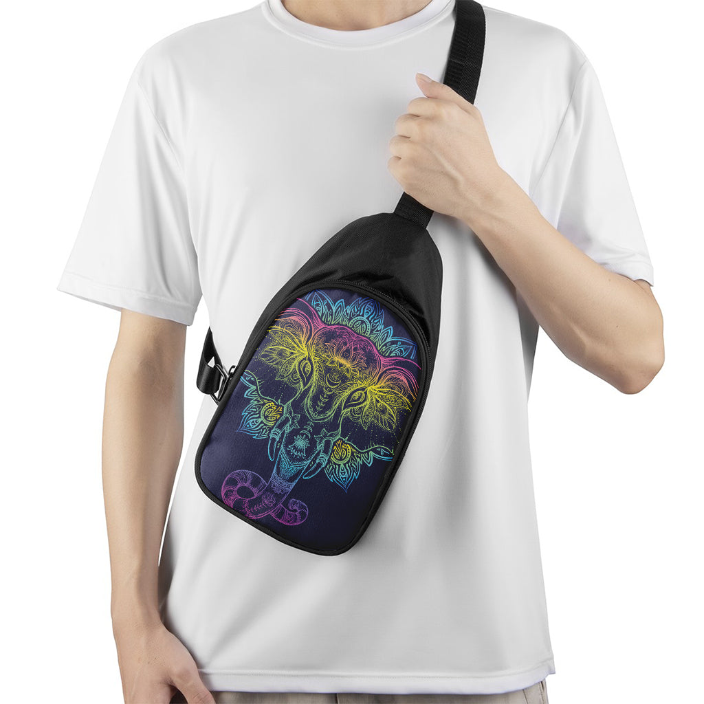 Rainbow Indian Elephant Print Chest Bag