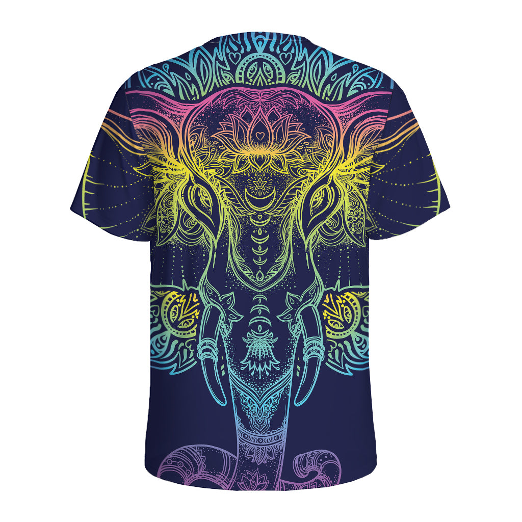Rainbow Indian Elephant Print Men's Sports T-Shirt