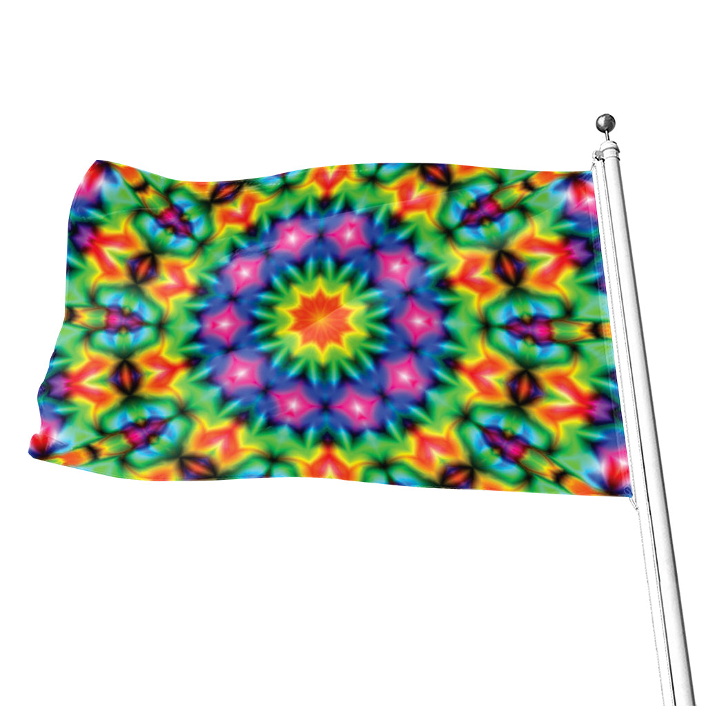 Rainbow Kaleidoscope Print Flag