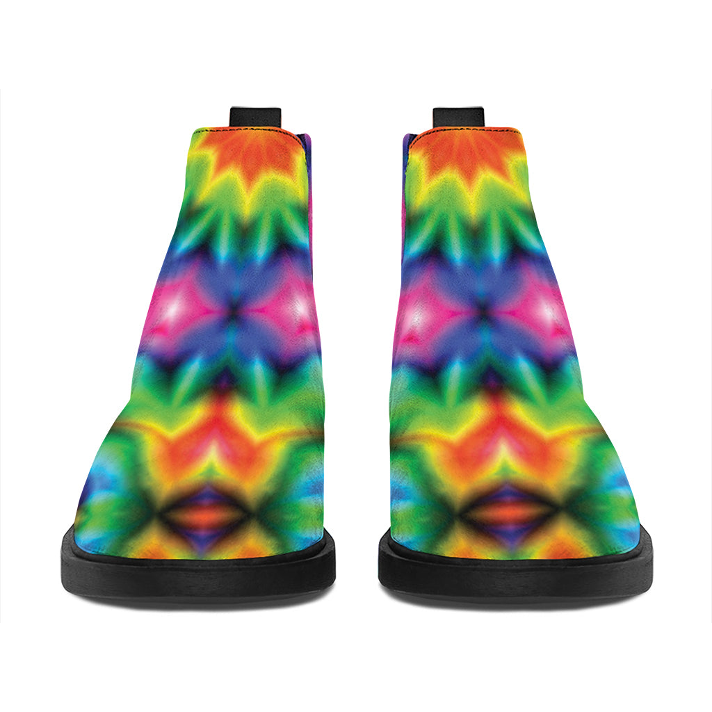 Rainbow Kaleidoscope Print Flat Ankle Boots