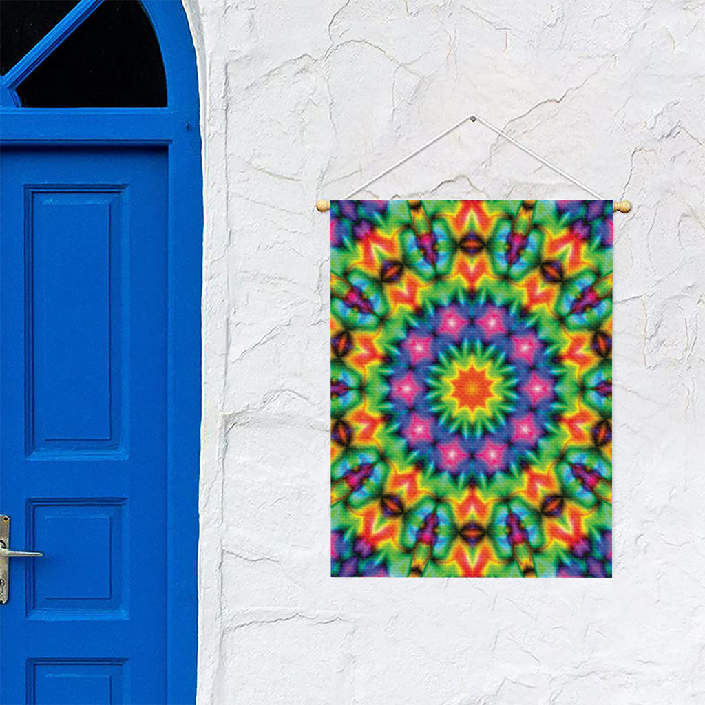 Rainbow Kaleidoscope Print Garden Flag