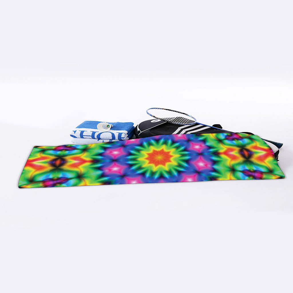 Rainbow Kaleidoscope Print Sports Towel