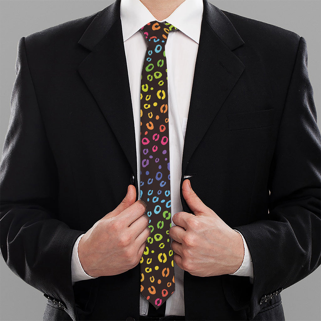 Rainbow Leopard Pattern Print Necktie