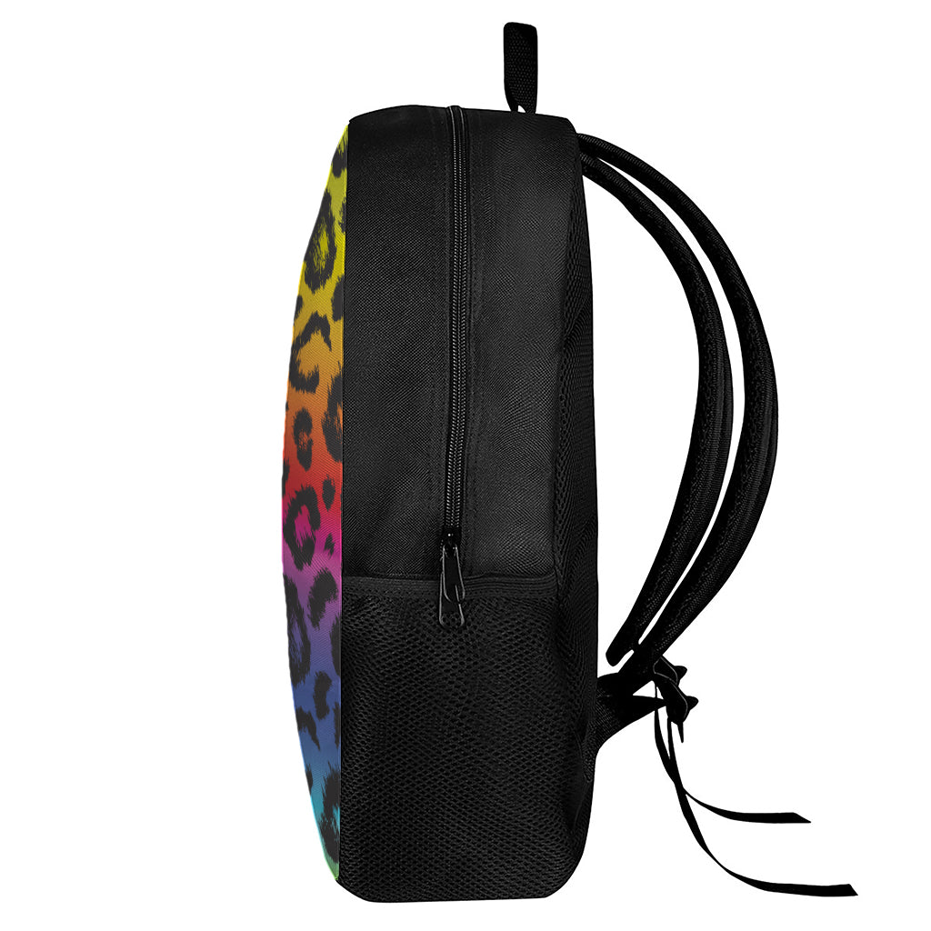Rainbow Leopard Print 17 Inch Backpack