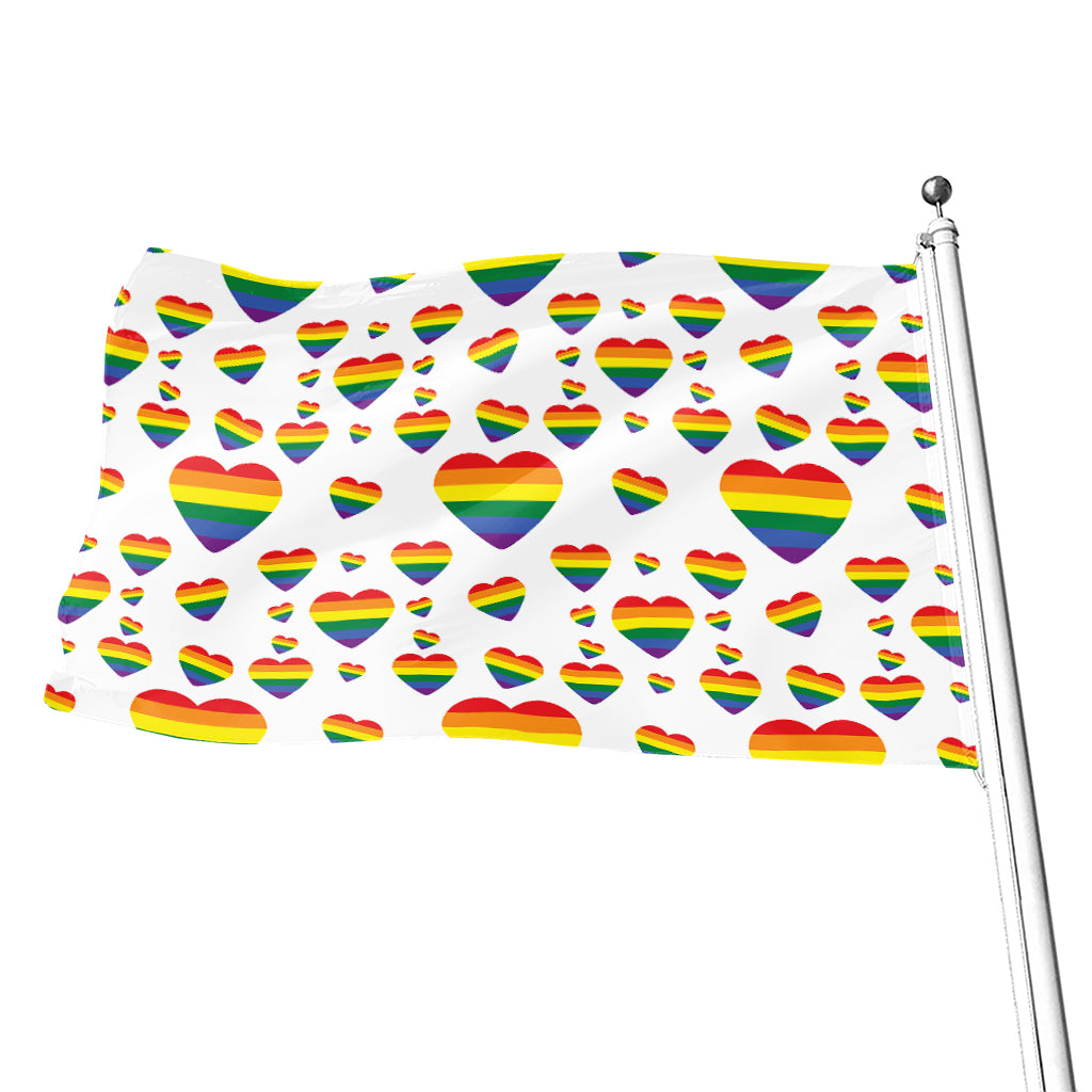 Rainbow LGBT Heart Pattern Print Flag