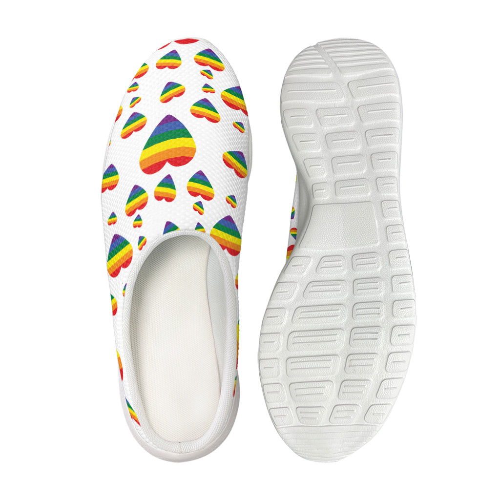 Rainbow LGBT Heart Pattern Print Mesh Casual Shoes