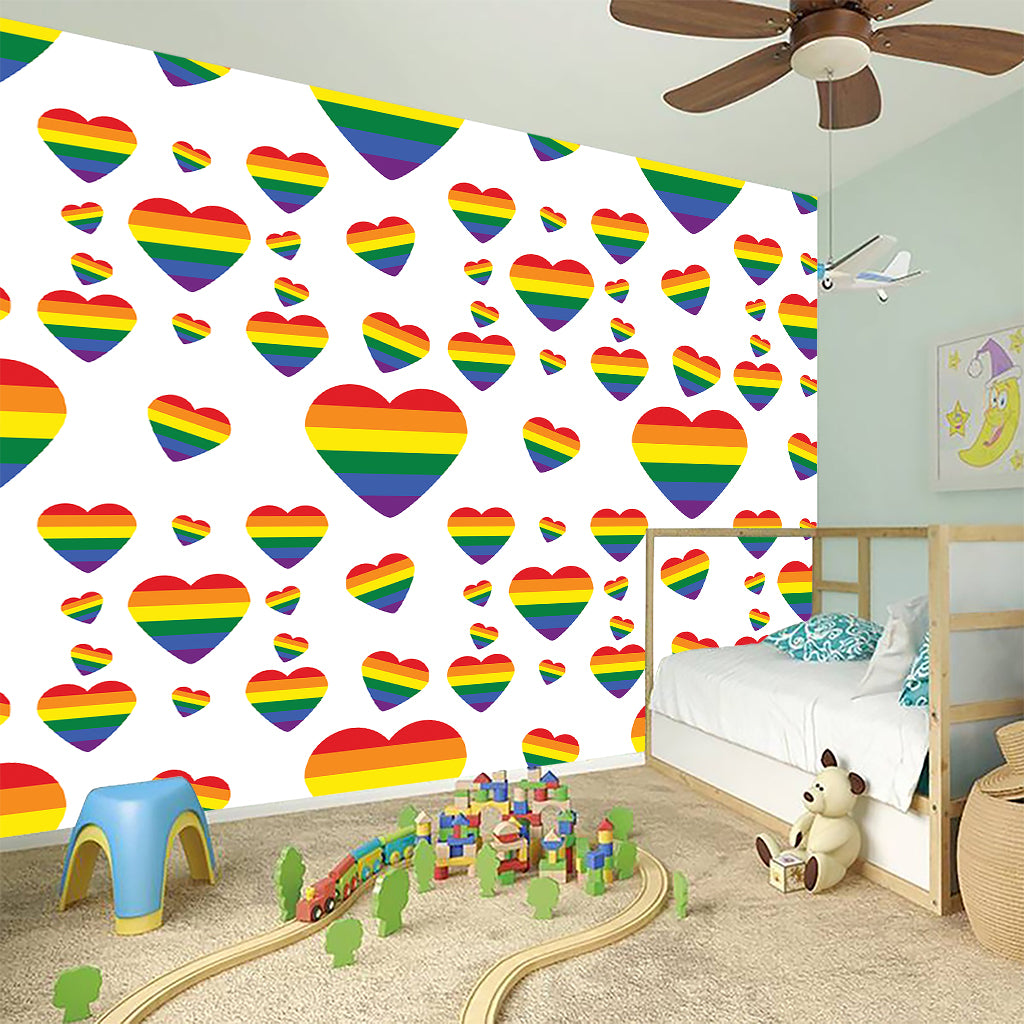 Rainbow LGBT Heart Pattern Print Wall Sticker