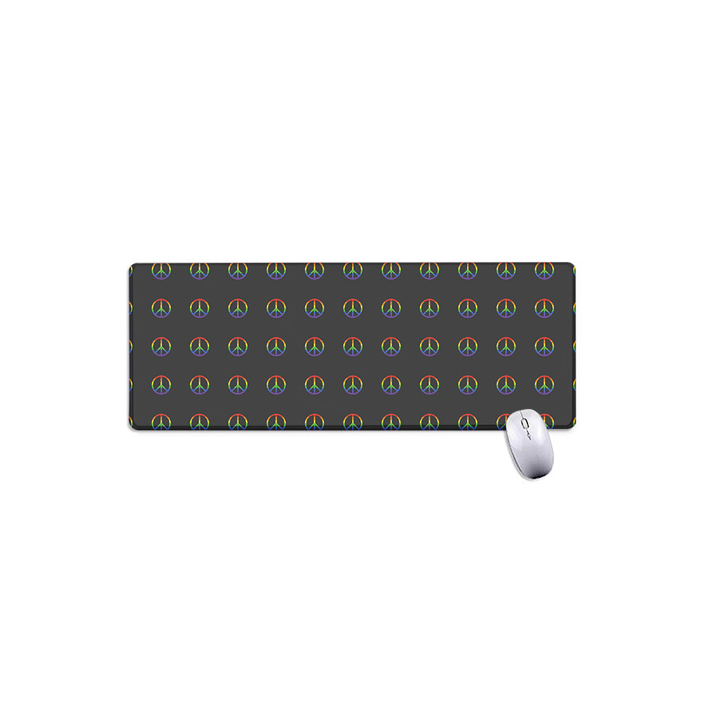 Rainbow LGBT Peace Sign Pattern Print Extended Mouse Pad