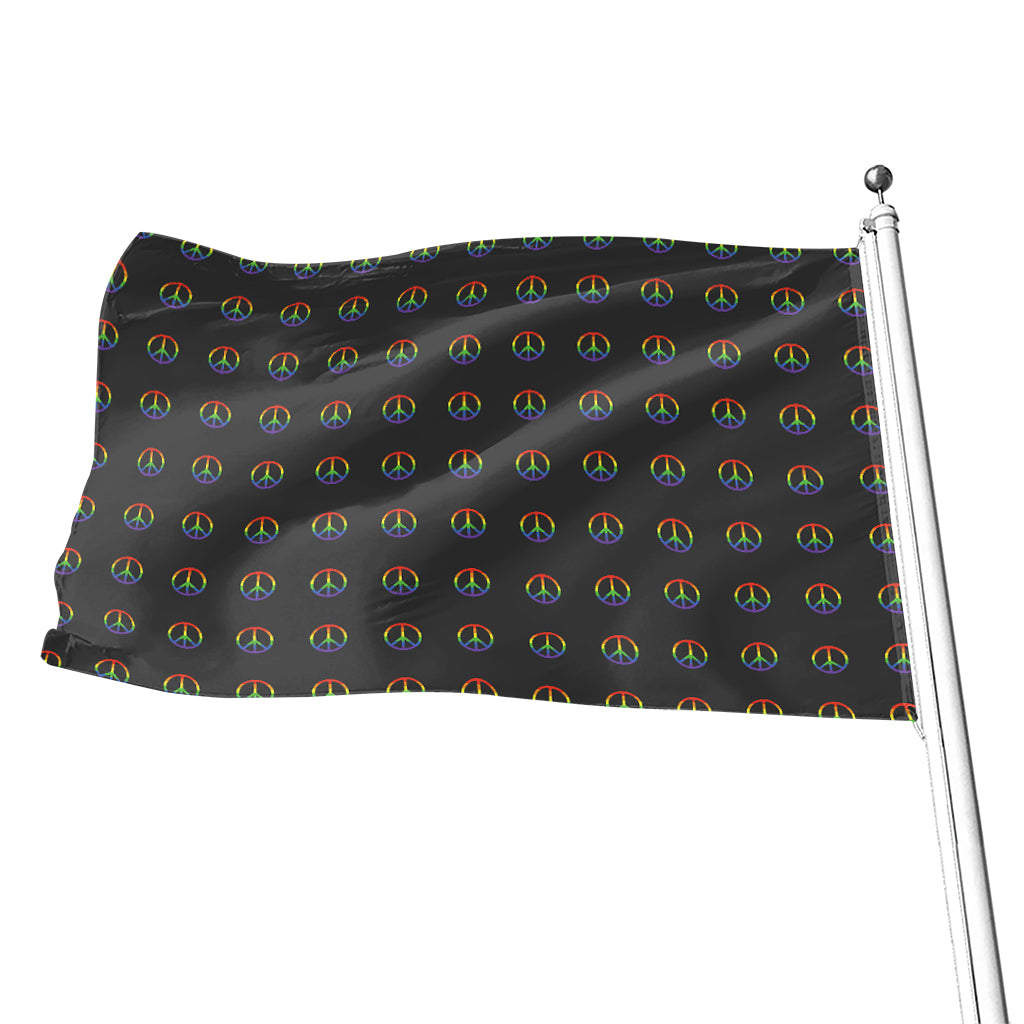 Rainbow LGBT Peace Sign Pattern Print Flag