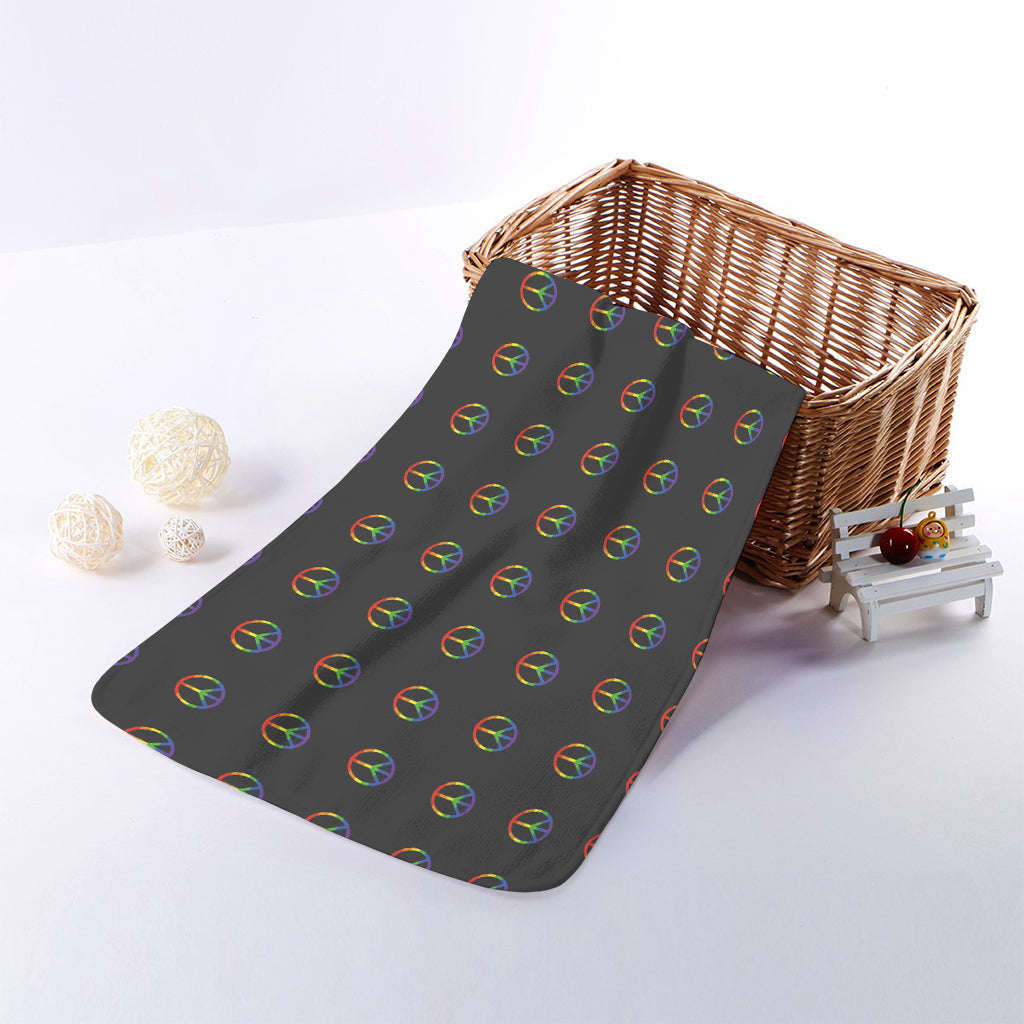 Rainbow LGBT Peace Sign Pattern Print Towel