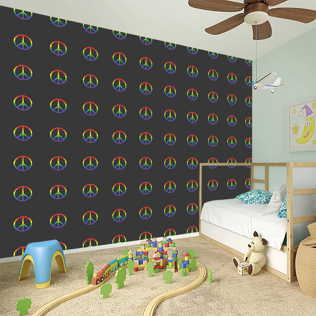 Rainbow LGBT Peace Sign Pattern Print Wall Sticker