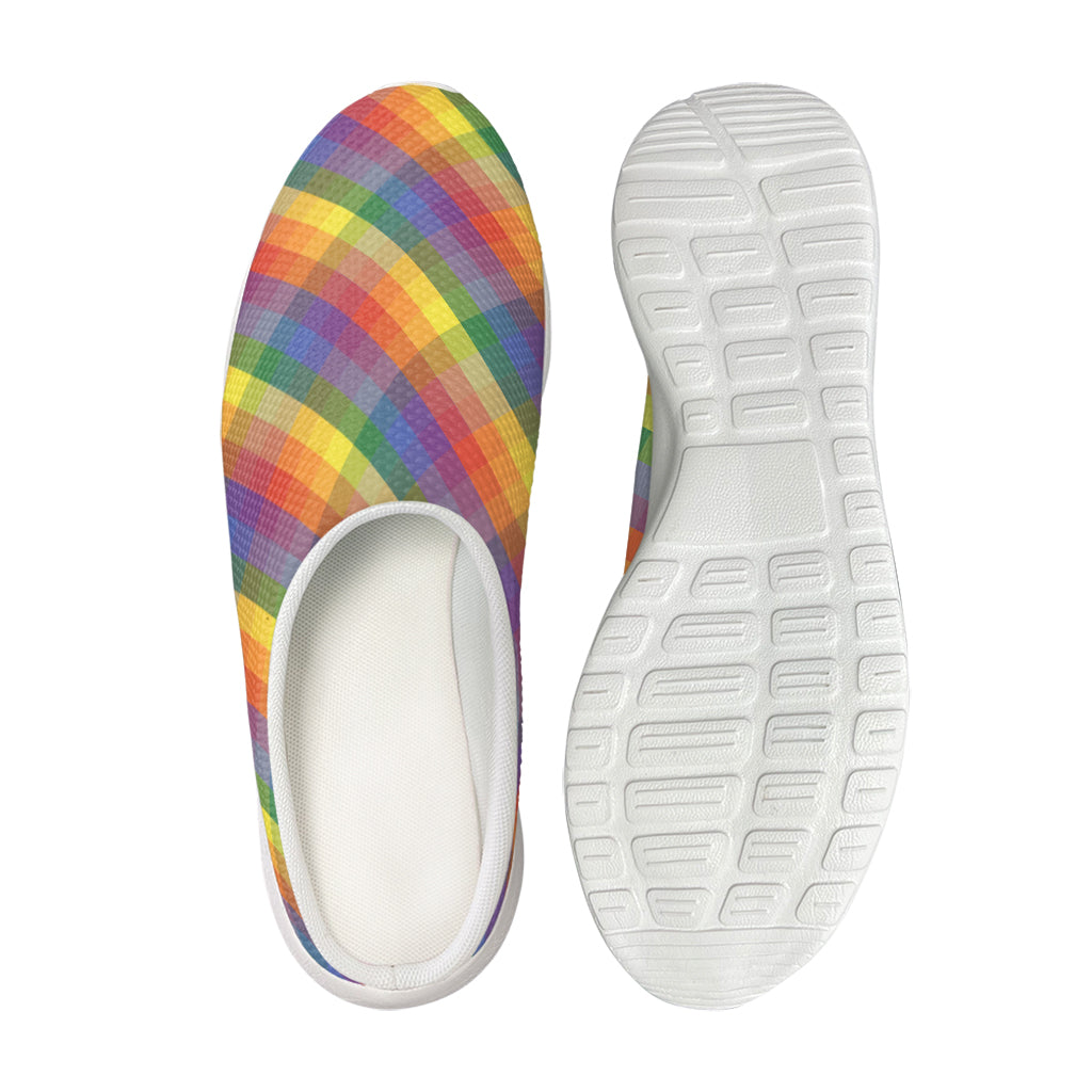 Rainbow LGBT Plaid Pattern Print Mesh Casual Shoes