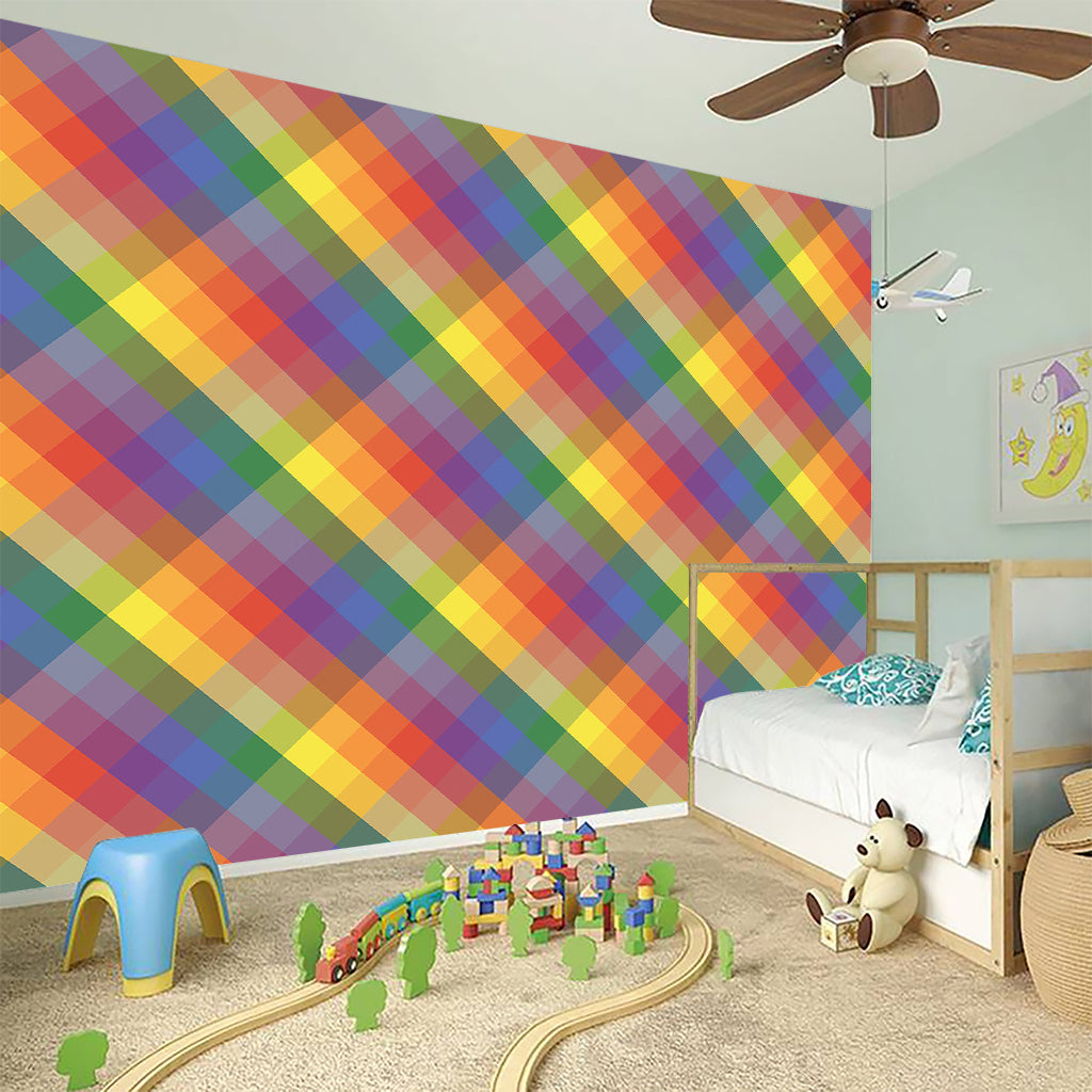 Rainbow LGBT Plaid Pattern Print Wall Sticker