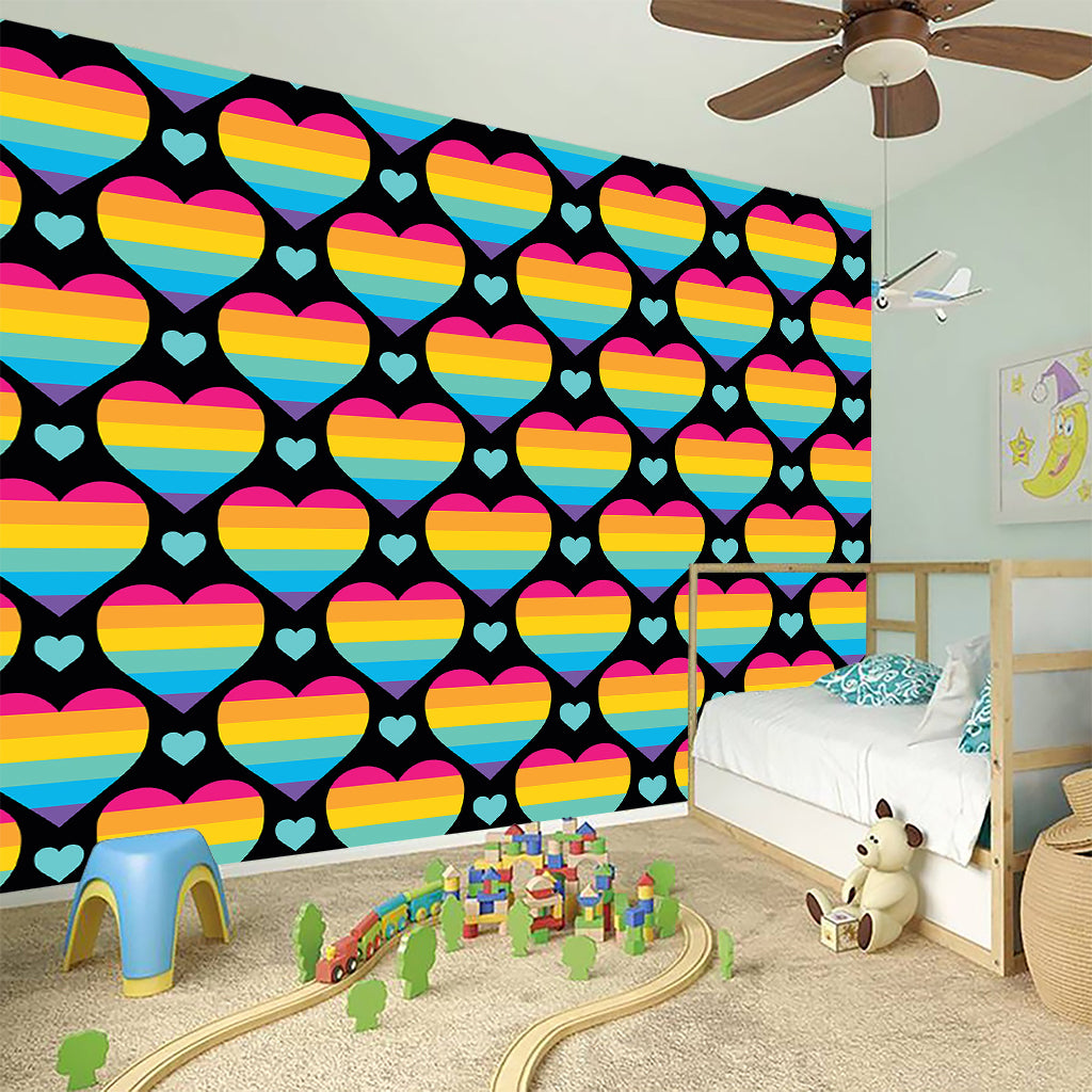 Rainbow LGBT Pride Heart Pattern Print Wall Sticker