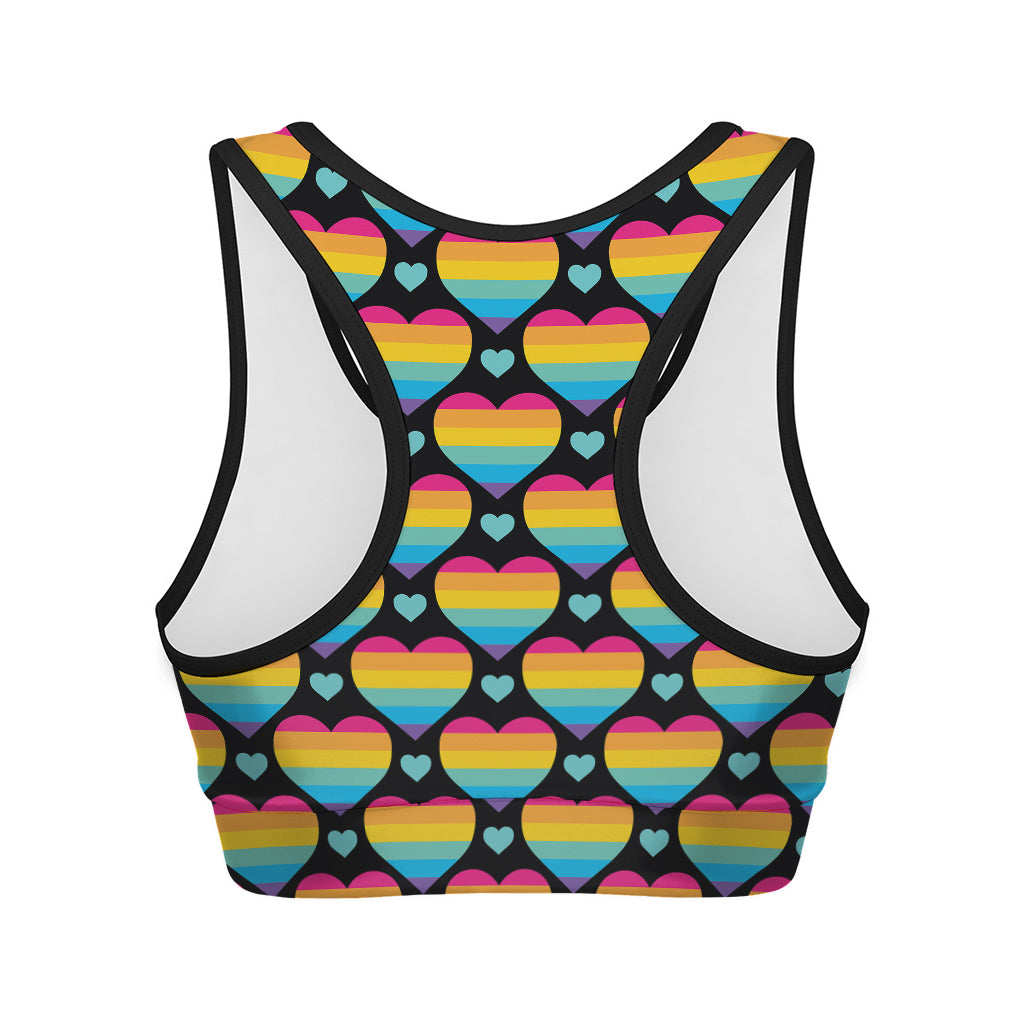 Rainbow LGBT Pride Heart Pattern Print Women's Sports Bra