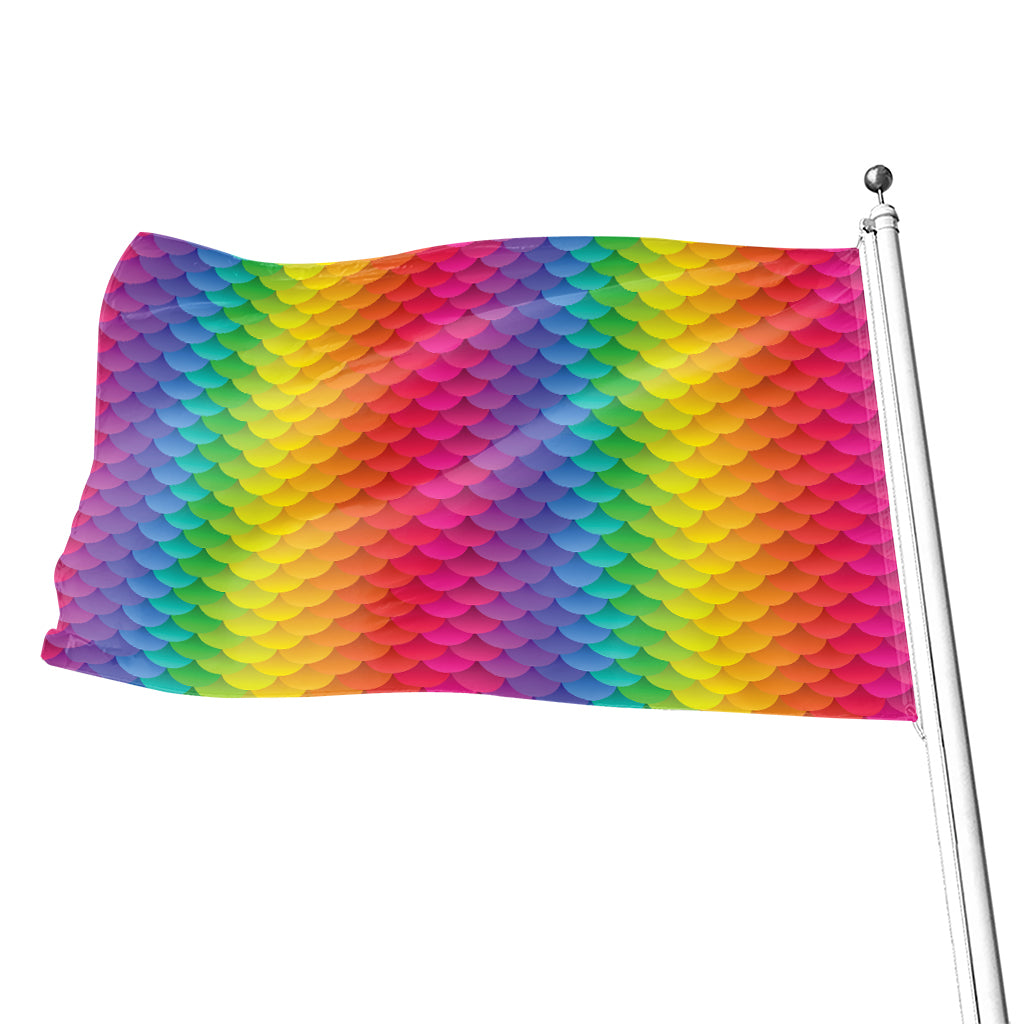 Rainbow Mermaid Scale Pattern Print Flag