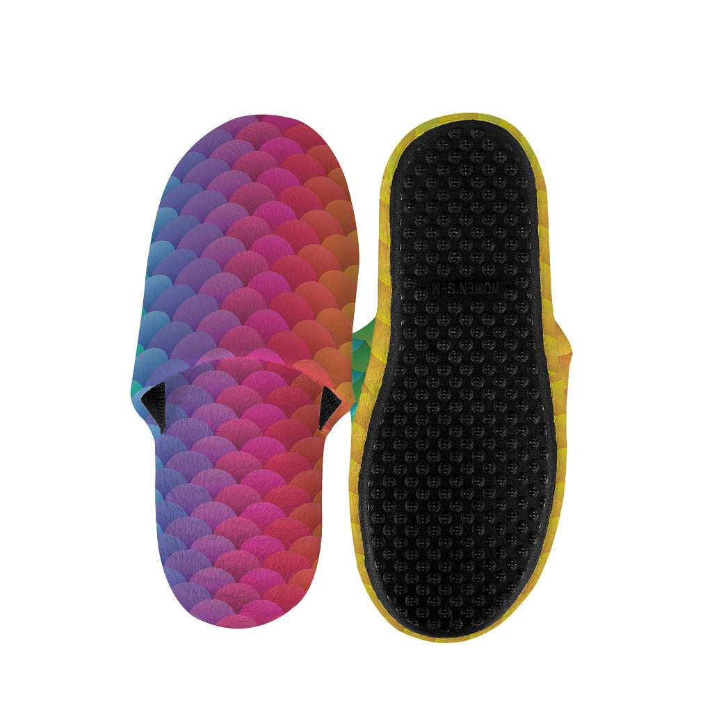 Rainbow Mermaid Scale Pattern Print Slippers