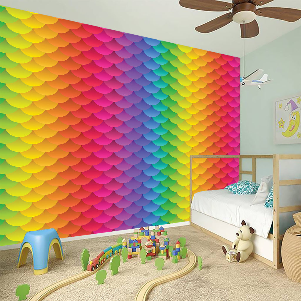 Rainbow Mermaid Scale Pattern Print Wall Sticker