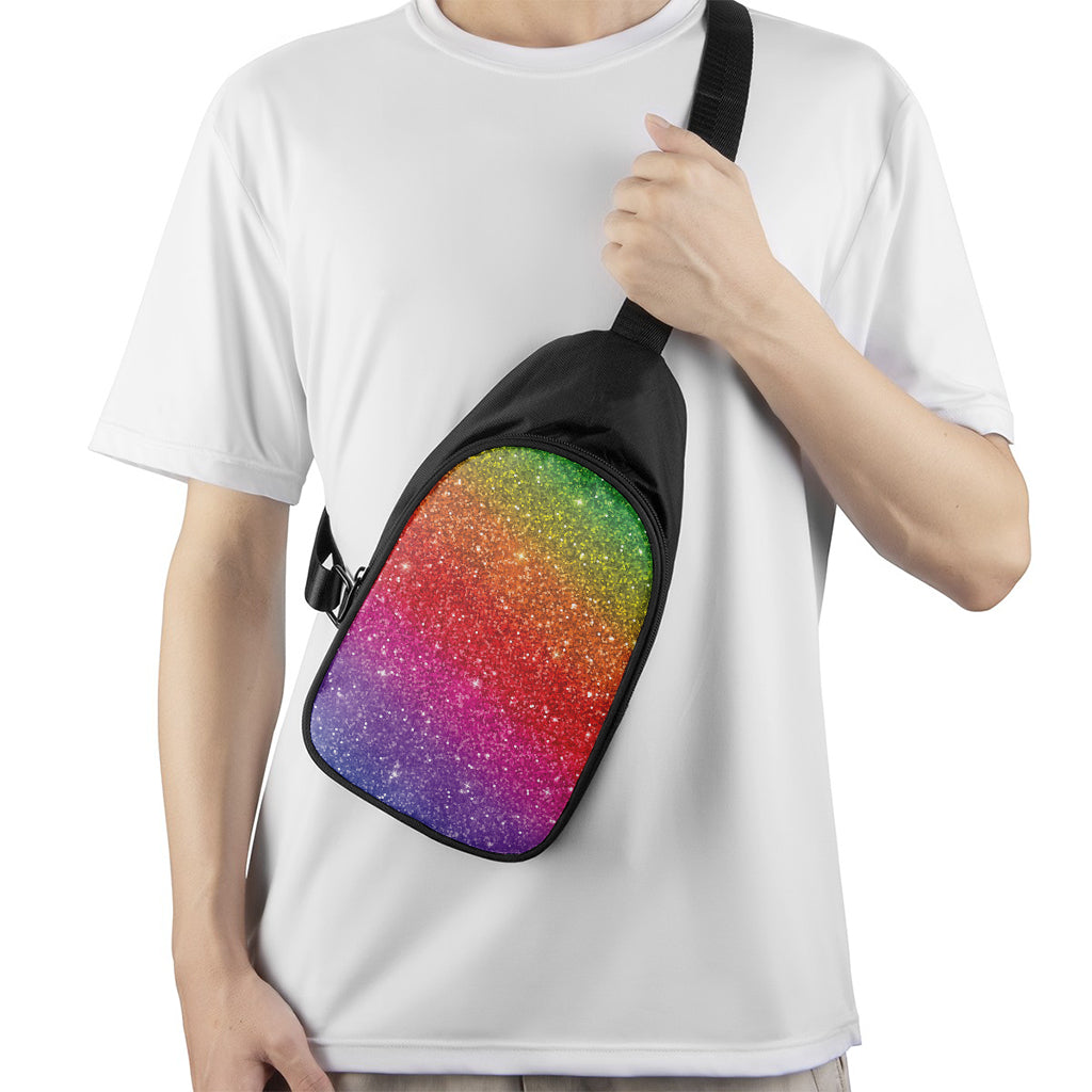 Rainbow (NOT Real) Glitter Artwork Print Chest Bag