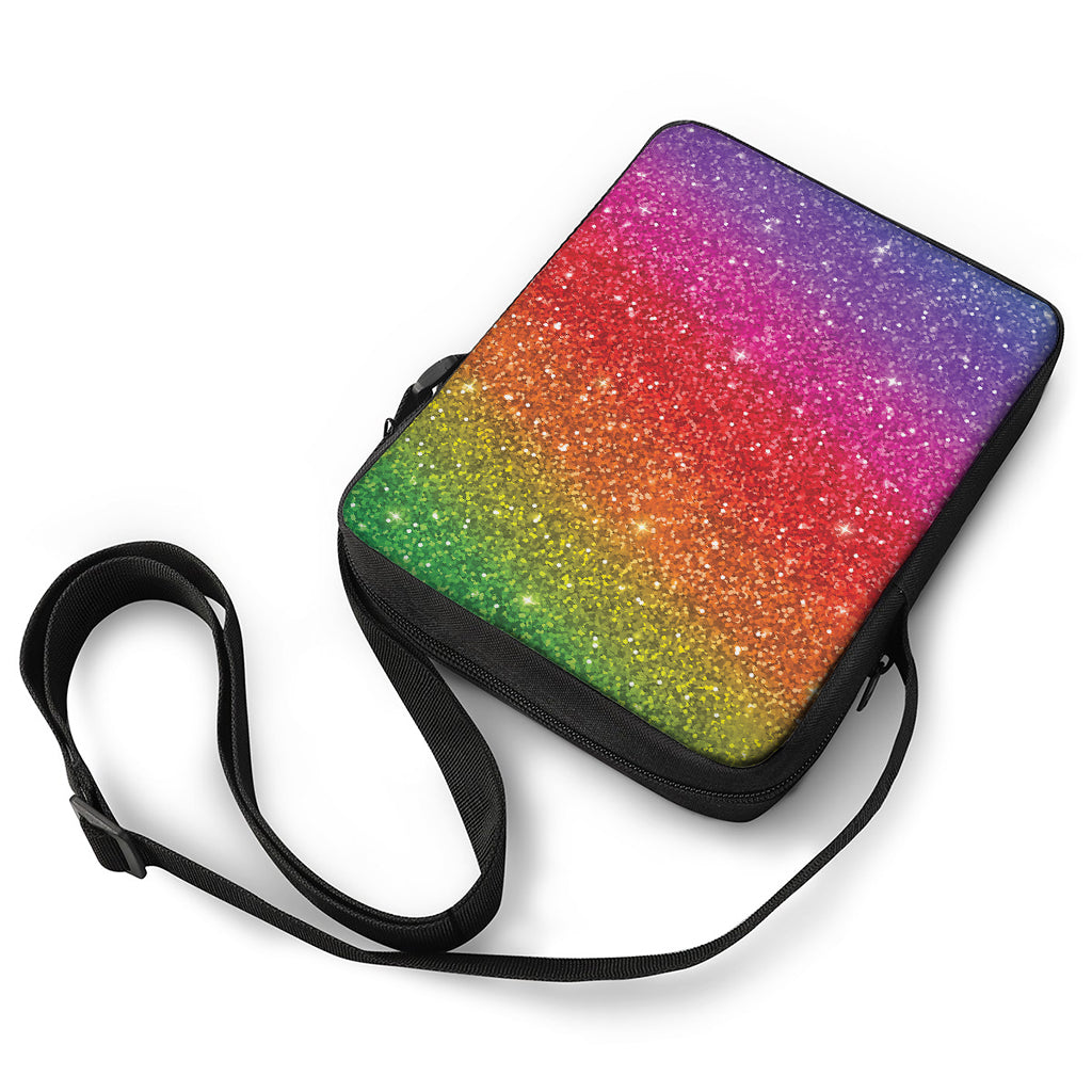 Rainbow (NOT Real) Glitter Artwork Print Rectangular Crossbody Bag