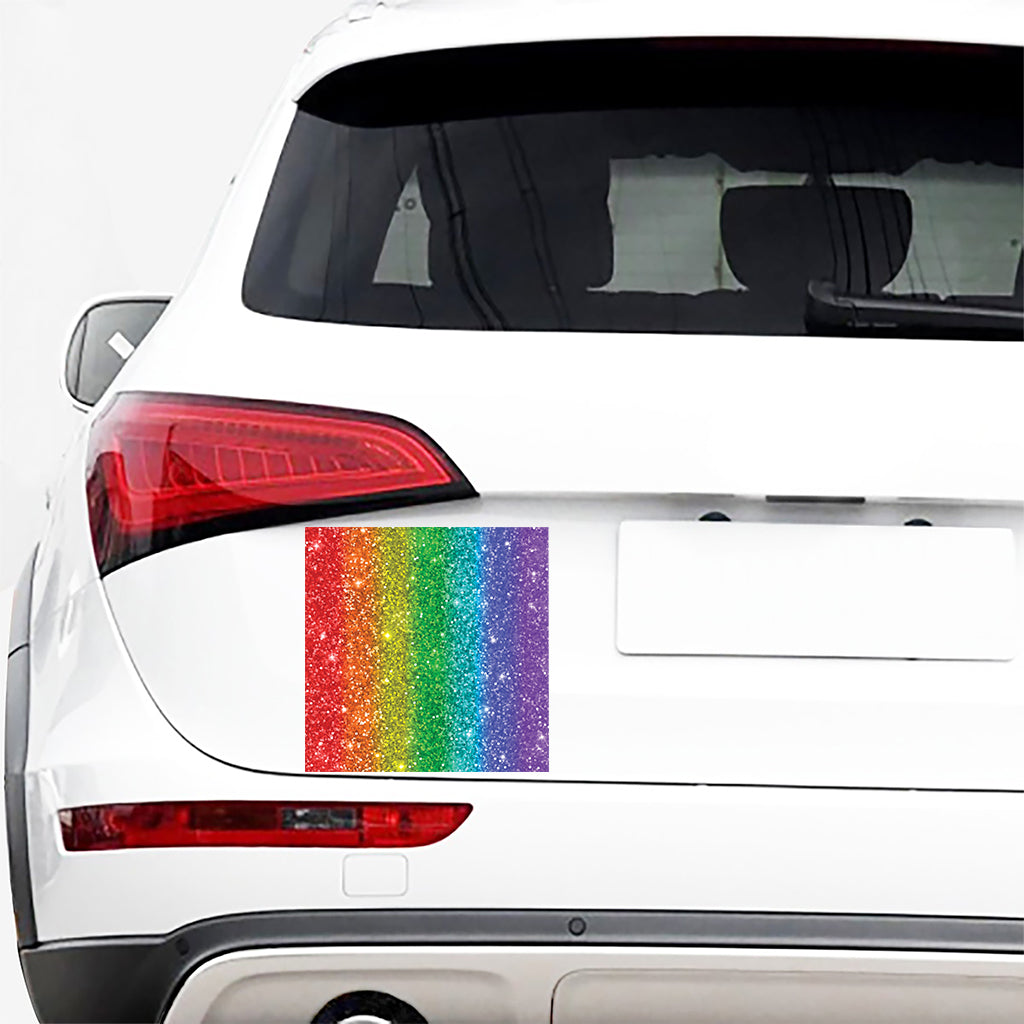Rainbow (NOT Real) Glitter Print Car Sticker