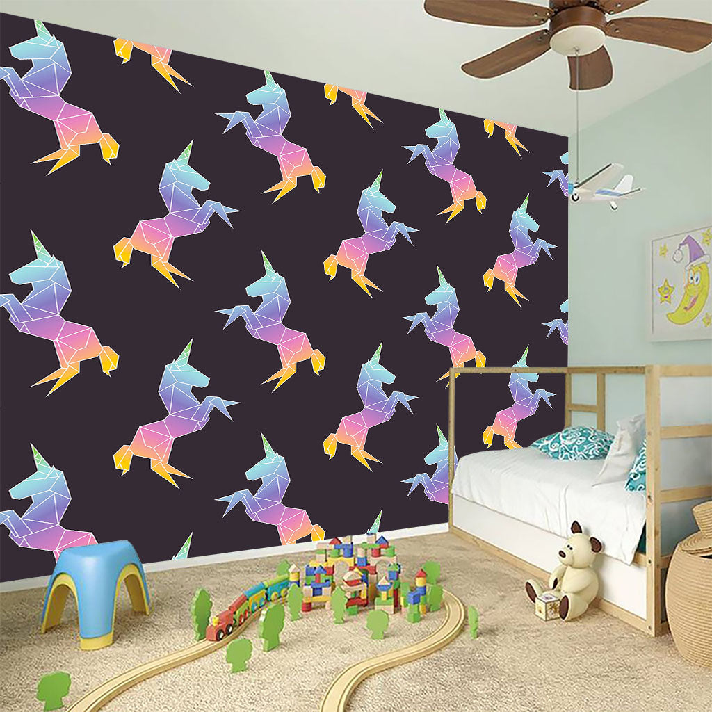 Rainbow Origami Unicorn Pattern Print Wall Sticker