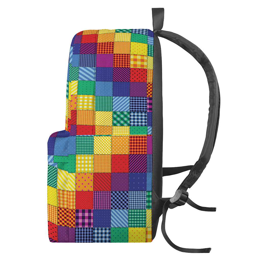 Rainbow Patchwork Pattern Print Backpack