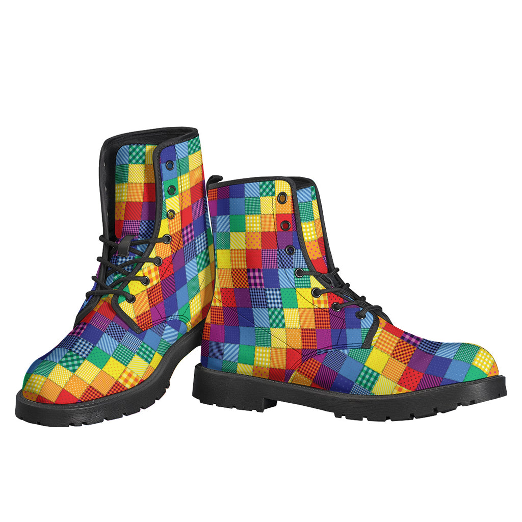 Rainbow Patchwork Pattern Print Backpack