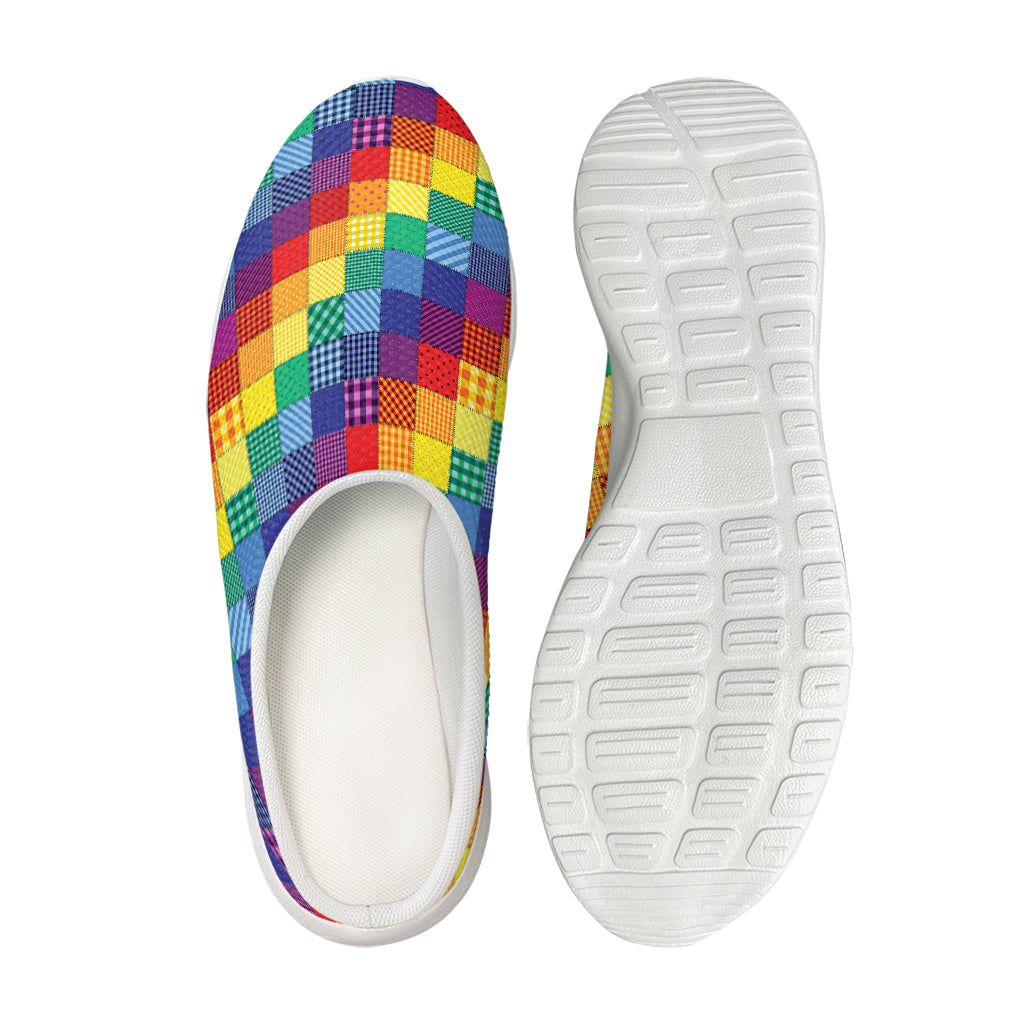 Rainbow Patchwork Pattern Print Mesh Casual Shoes