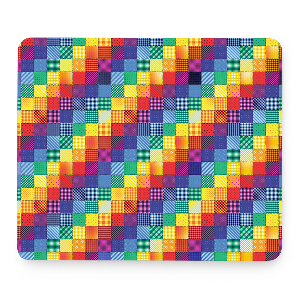 Rainbow Patchwork Pattern Print Mouse Pad