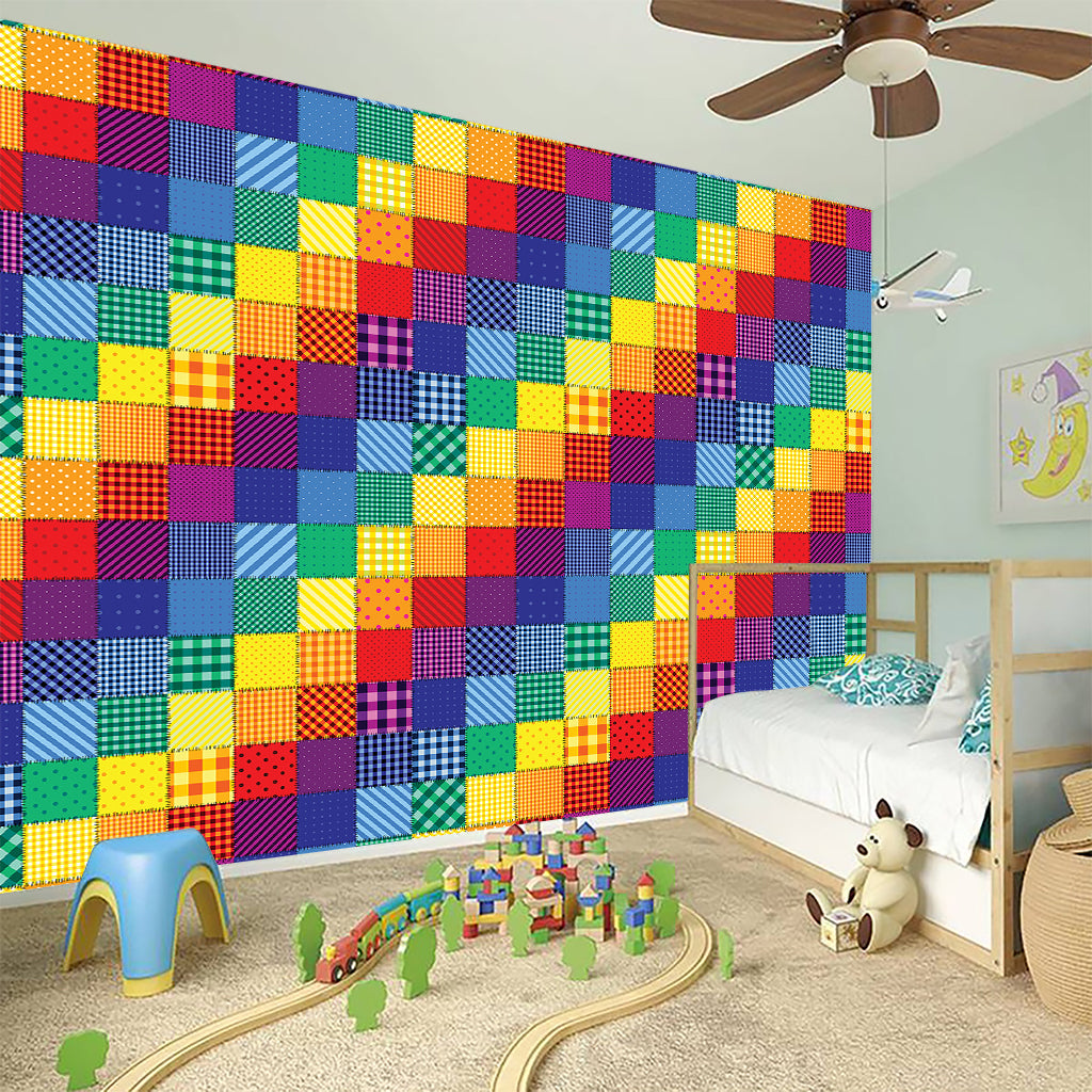 Rainbow Patchwork Pattern Print Wall Sticker