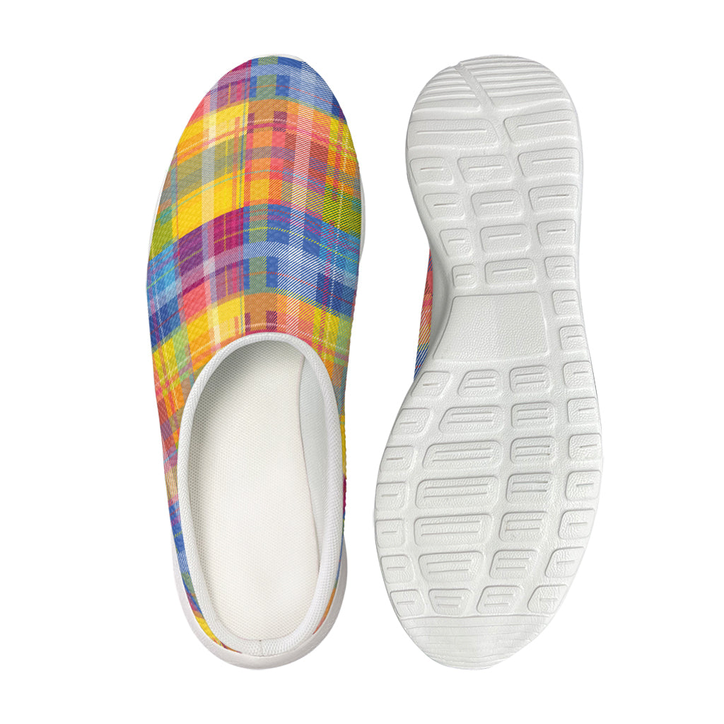 Rainbow Plaid Pattern Print Mesh Casual Shoes
