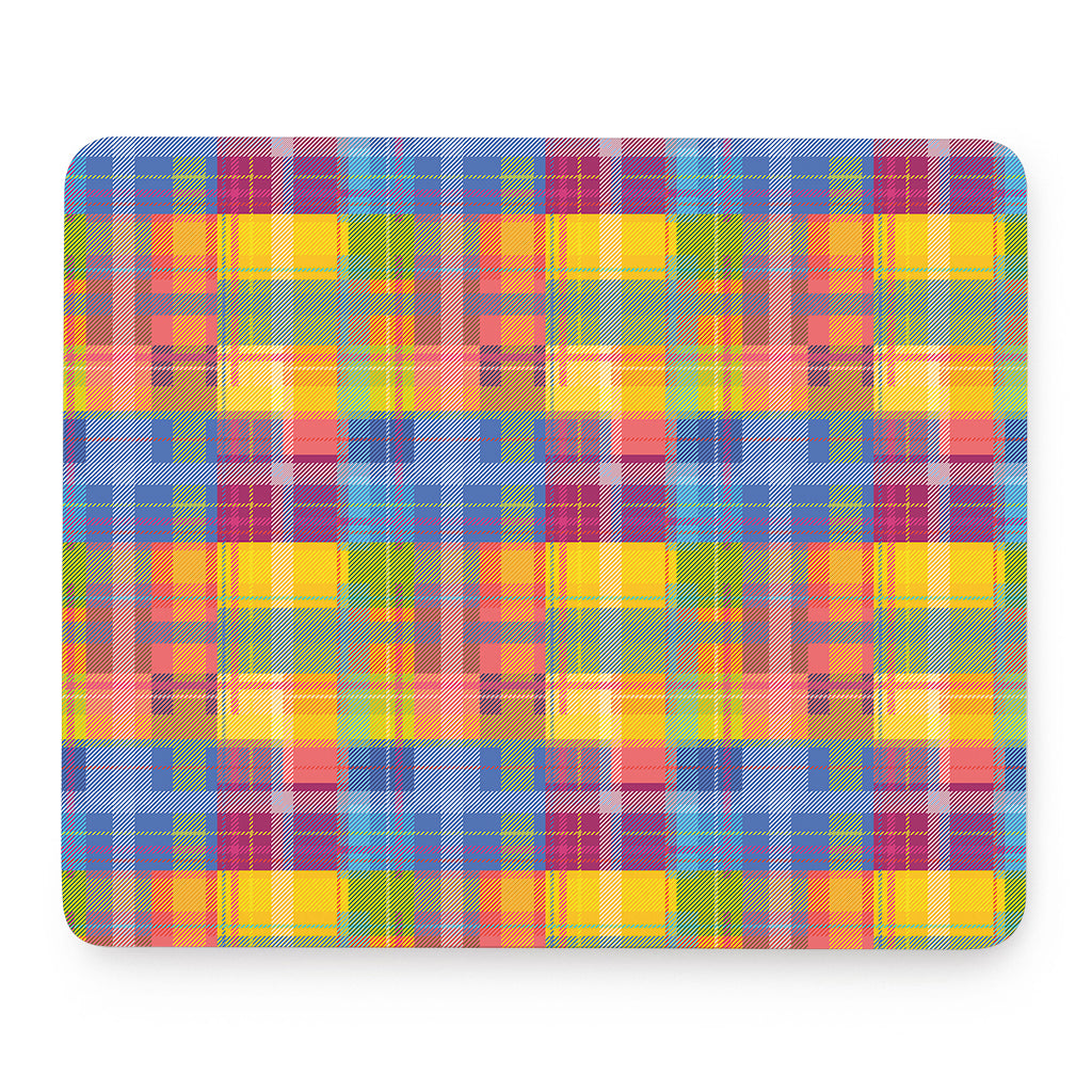 Rainbow Plaid Pattern Print Mouse Pad