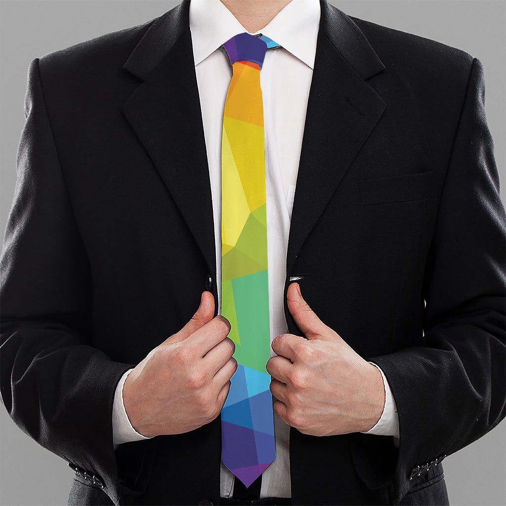 Rainbow Polygonal Geometric Print Necktie
