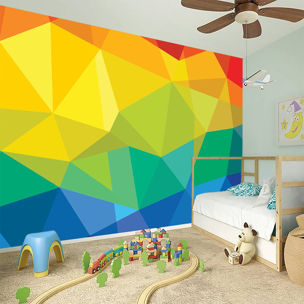 Rainbow Polygonal Geometric Print Wall Sticker