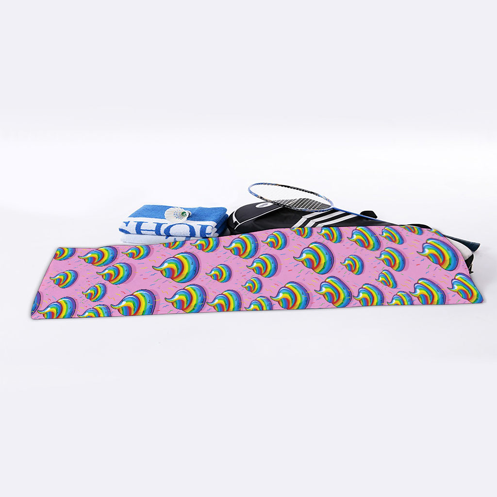 Rainbow Poop Pattern Print Sports Towel