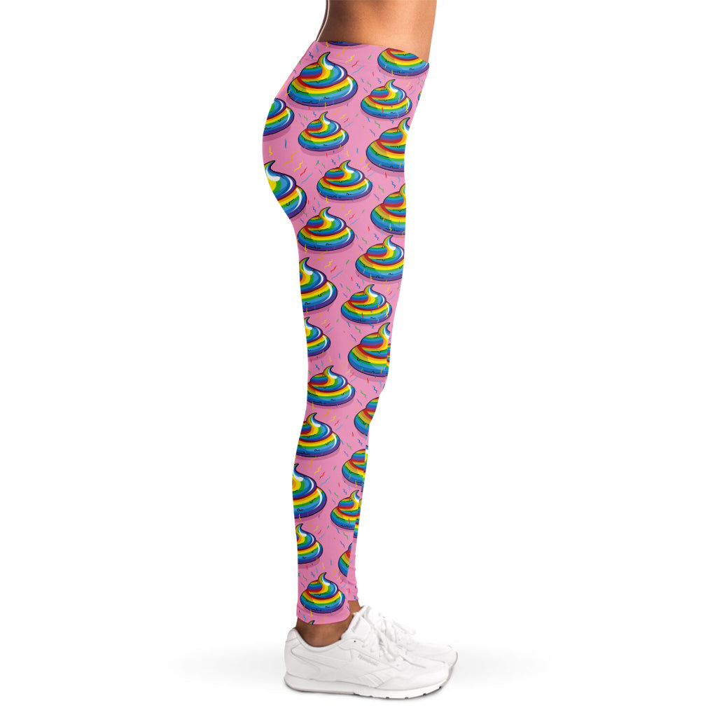 Rainbow Poop Pattern Print Women's Leggings