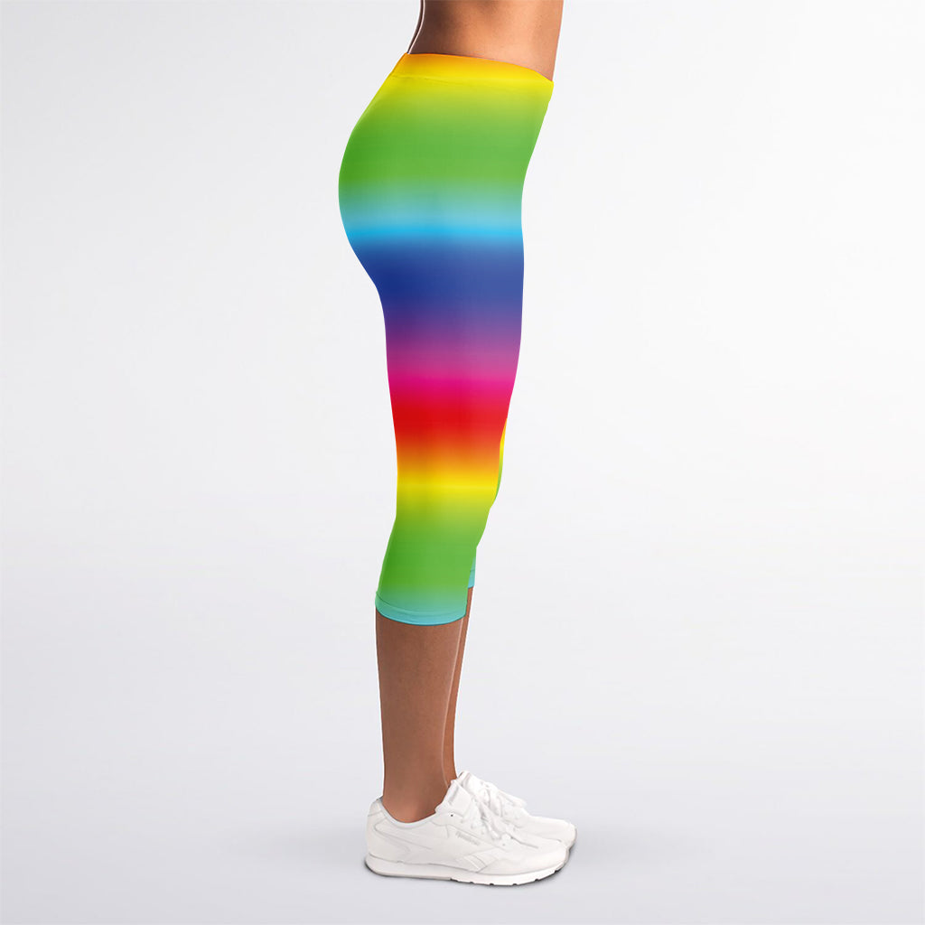 Rainbow Print Women's Capri Leggings
