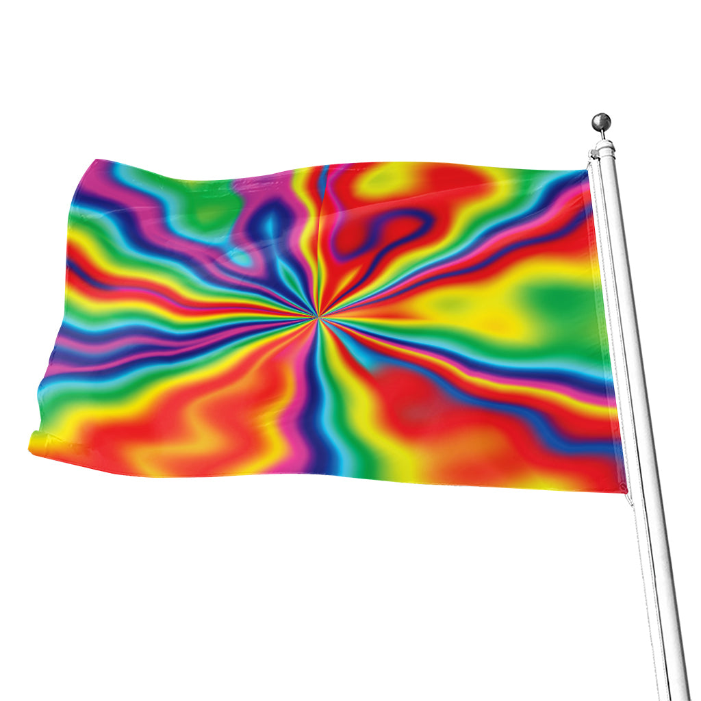 Rainbow Psychedelic Print Flag