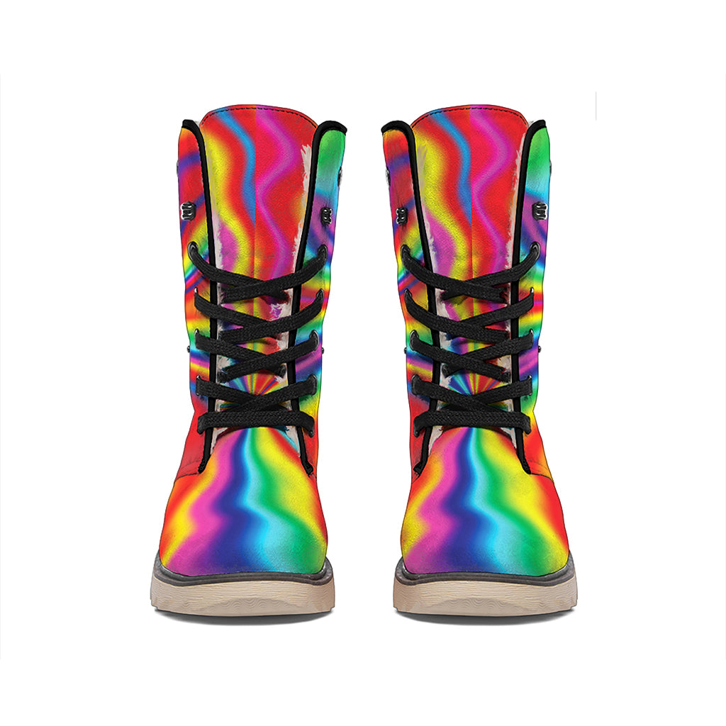 Rainbow Psychedelic Print Winter Boots