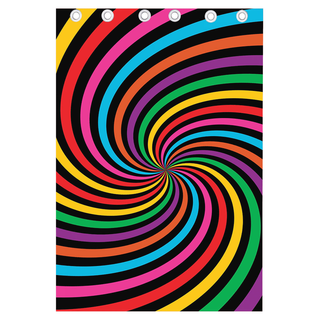 Rainbow Psychedelic Swirl Print Curtain