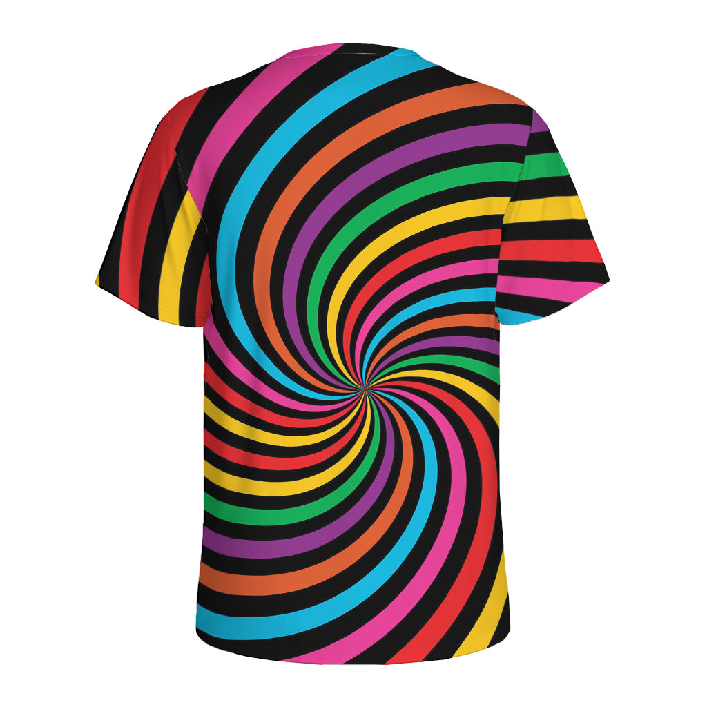 Rainbow Psychedelic Swirl Print Men's Sports T-Shirt