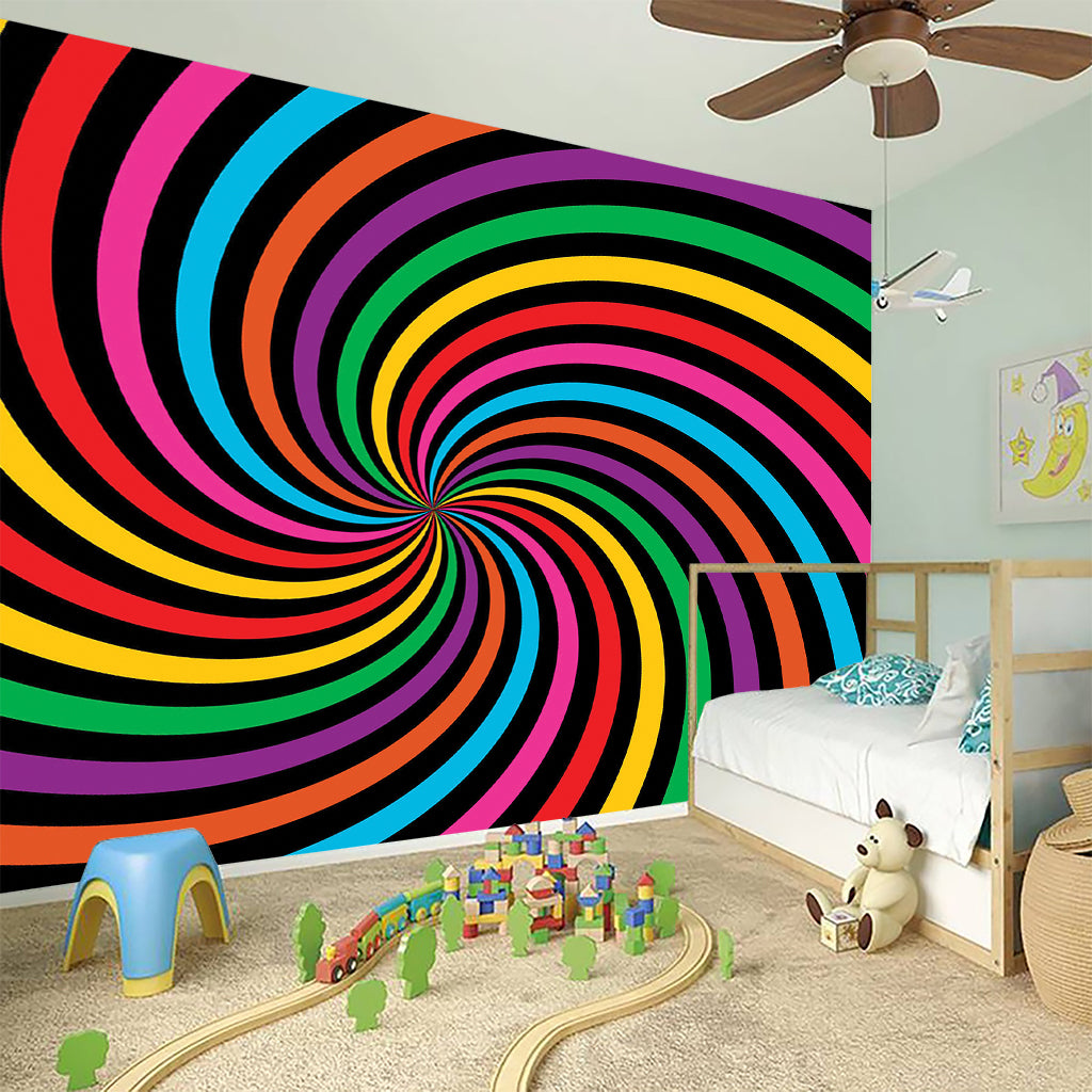 Rainbow Psychedelic Swirl Print Wall Sticker