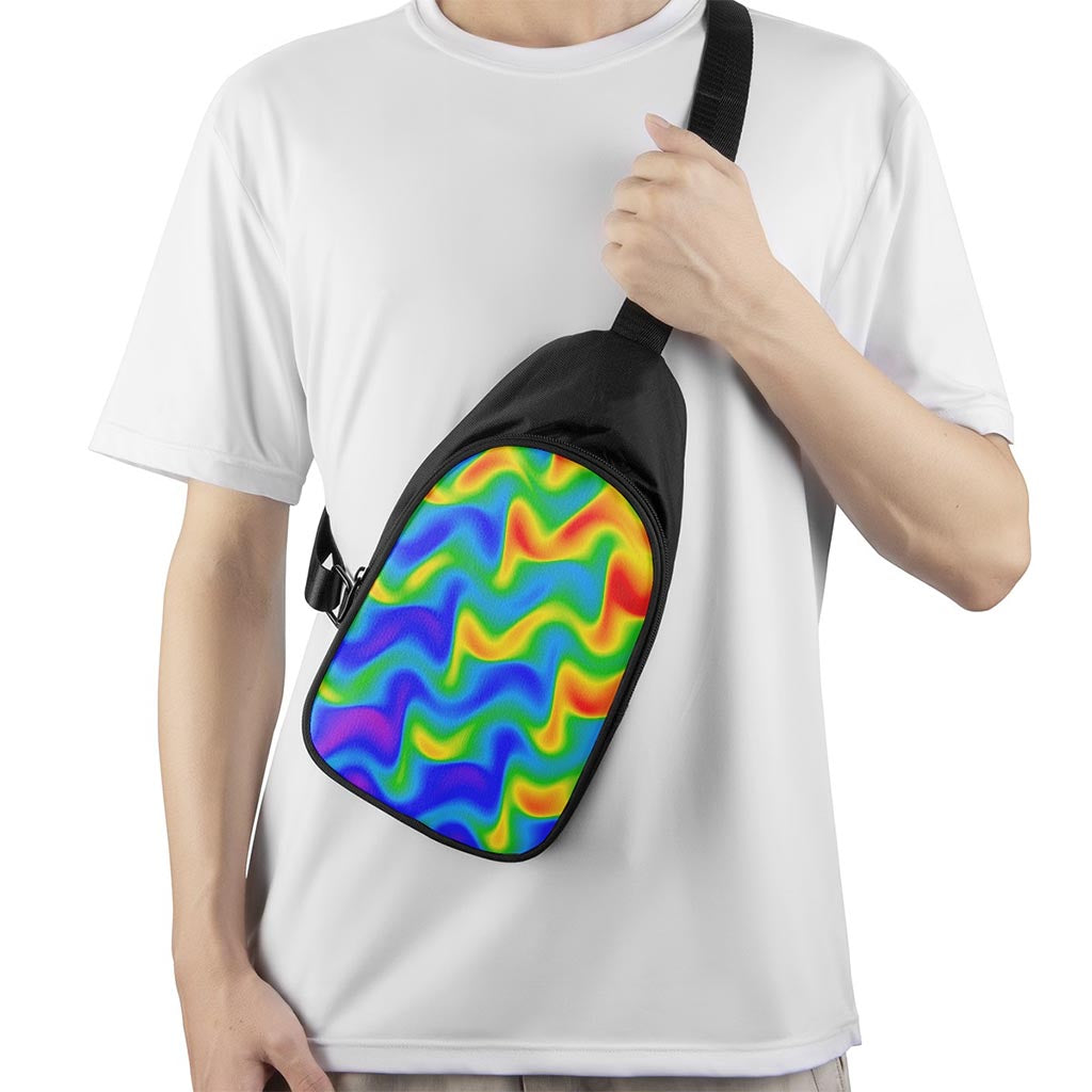 Rainbow Psychedelic Trippy Print Chest Bag