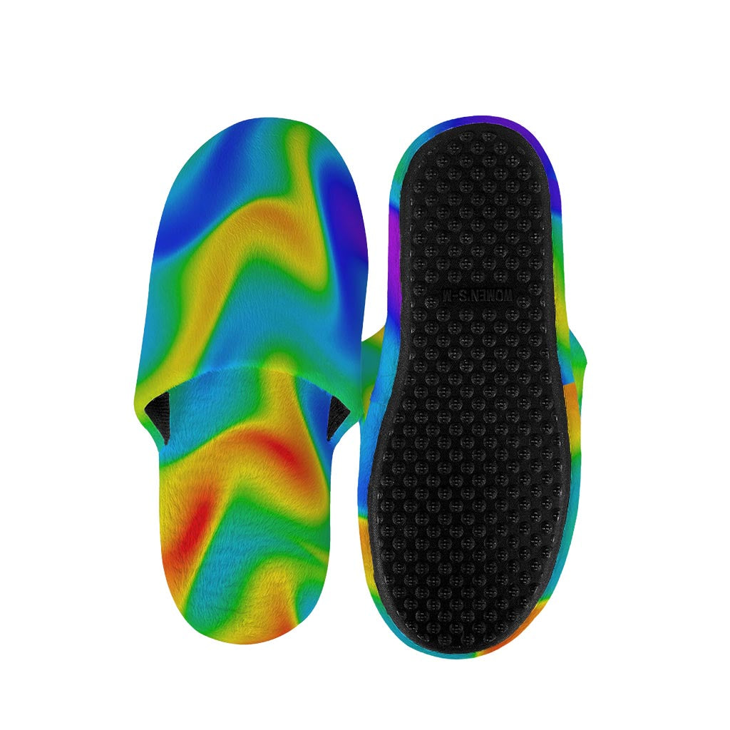 Rainbow Psychedelic Trippy Print Slippers