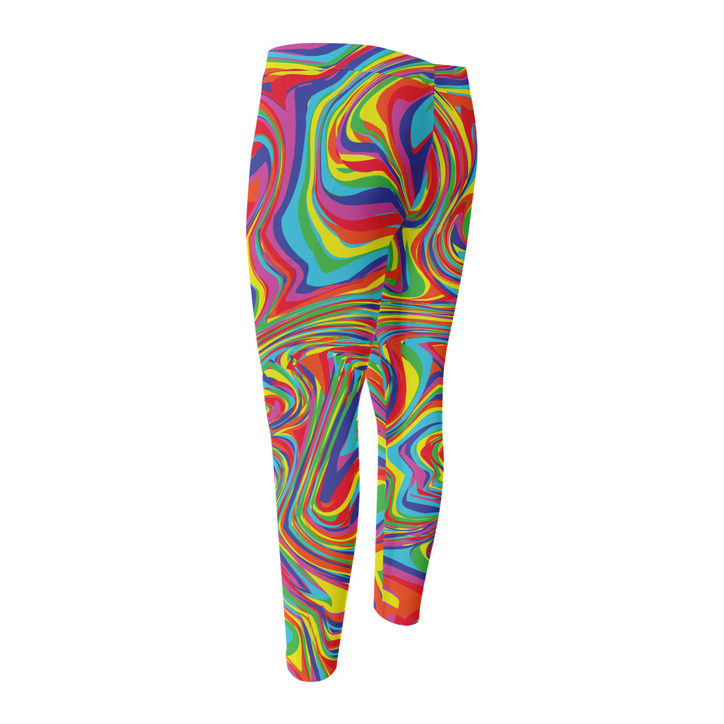 Rainbow Rave Print Men's Compression Pants